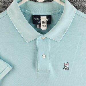 Psycho Bunny Short Sleeve Light Blue Pima Cotton Polo Shirt Logo Adult Size 4